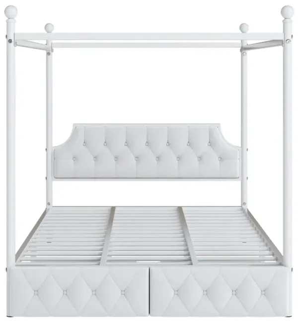 Merax Metal Canopy Platform Bed with Upholstered Headboard