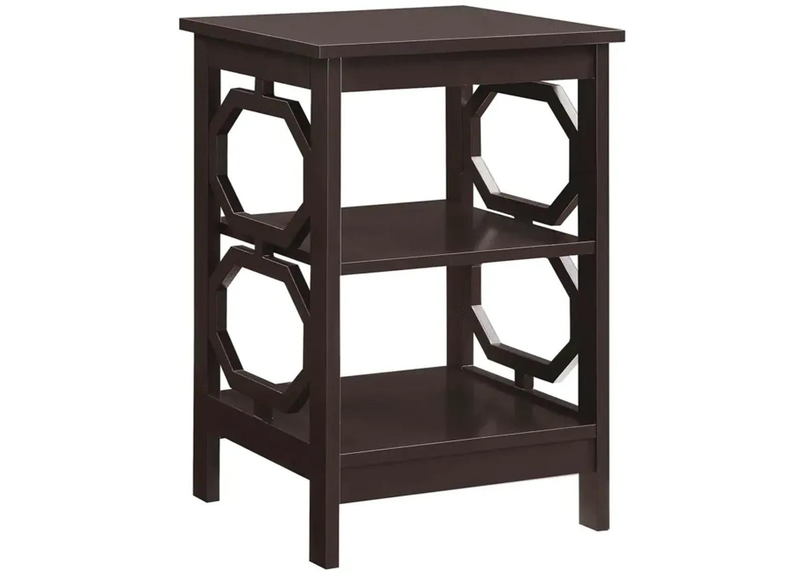 Convenience Concepts Omega End Table with Shelves, Espresso