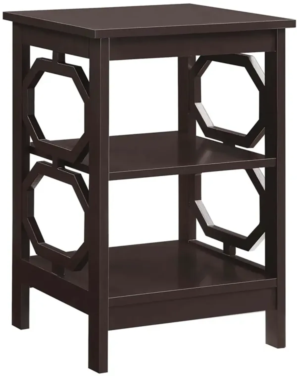 Convenience Concepts Omega End Table with Shelves, Espresso