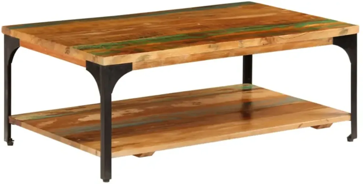 vidaXL Coffee Table with Shelf 39.4"x23.6"x13.8" Solid Reclaimed Wood