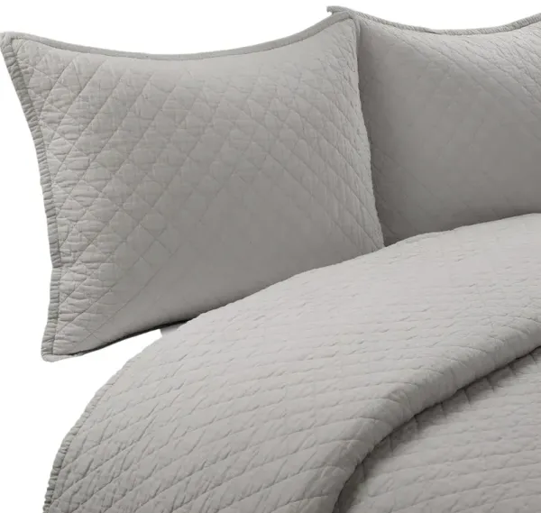 Lightweight Cotton Linen Textured Reversible 3-Piece Quilt Set
