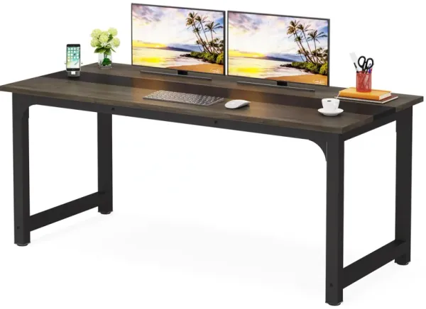 63” Executive Desk, Large Office Computer Desk with Thicken Frame, Modern Simple Workstation Business Furniture for Home Office, Vintage Grey/Black, Christmas, Halloween, Big Sale, Gifts, Furniture, Home, Decoration