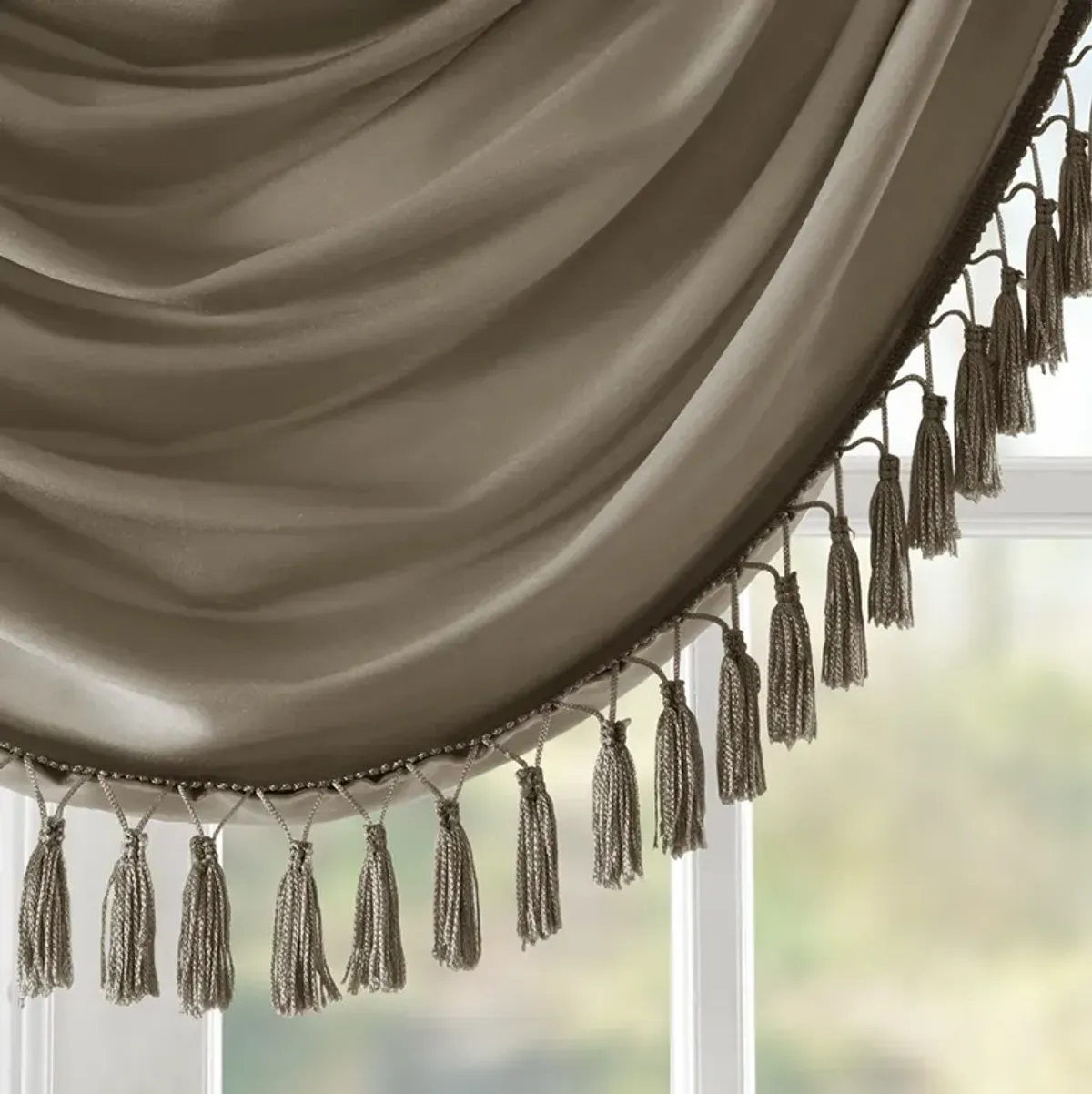 Gracie Mills Aurelius Faux Silk Sheen Waterfall Embellished Valance