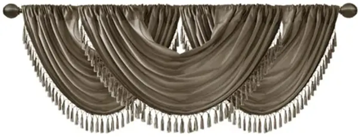 Gracie Mills Aurelius Faux Silk Sheen Waterfall Embellished Valance