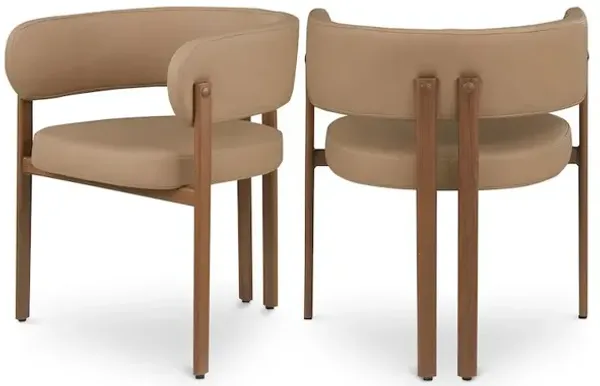 Meridian Furniture Gideon Tan Vegan Leather Dining Chair, Set of 2