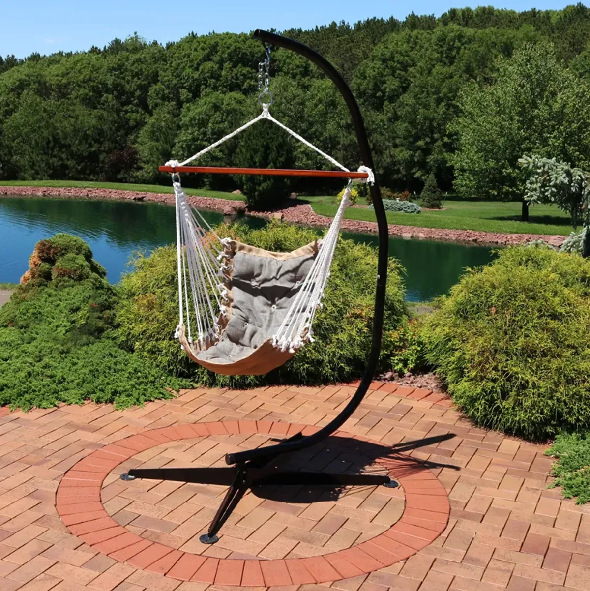 Sunnydaze Polyester Tufted Victoria Hammock Chair with Steel C-Stand