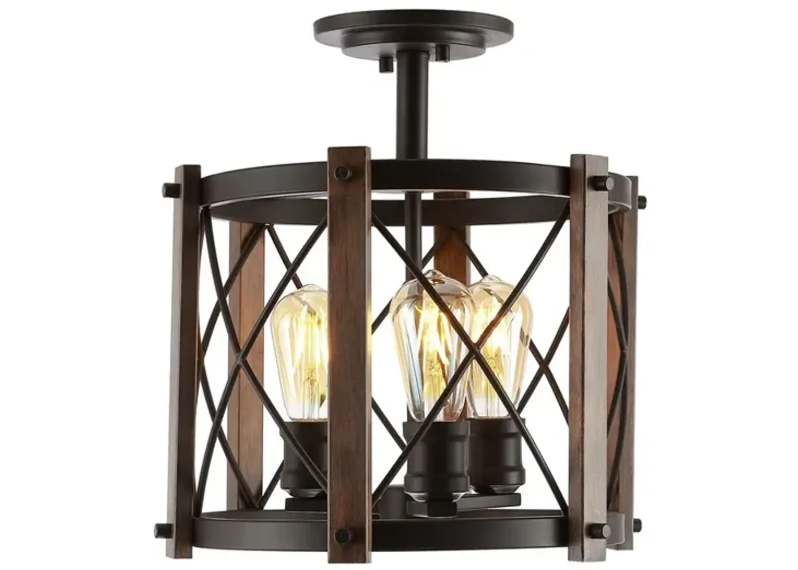 Ferme 3-Light Iron Rustic Farmhouse LED Flush Mount