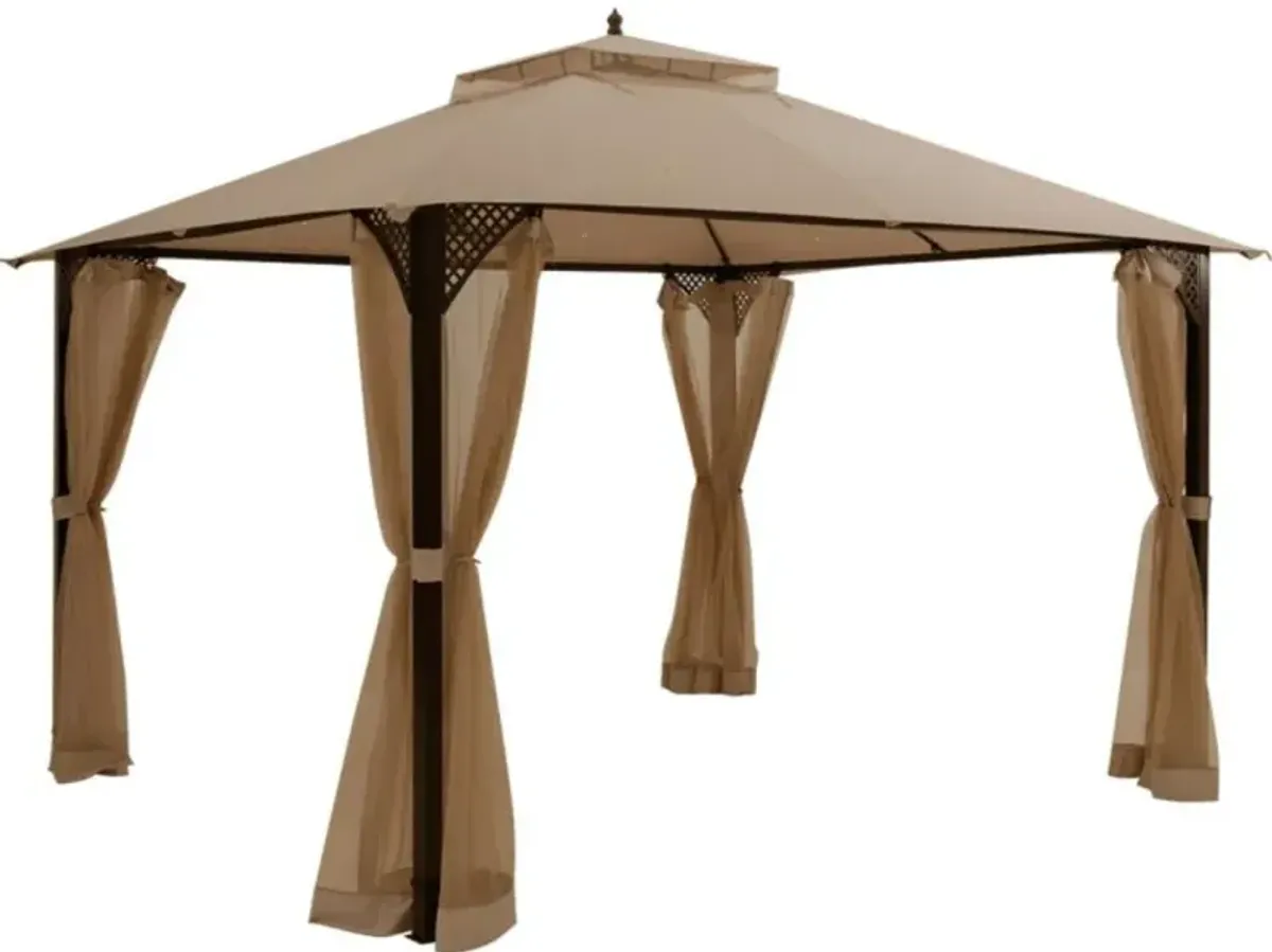 Hivvago 12 x 10 Feet Outdoor Double Top Patio Gazebo with Netting