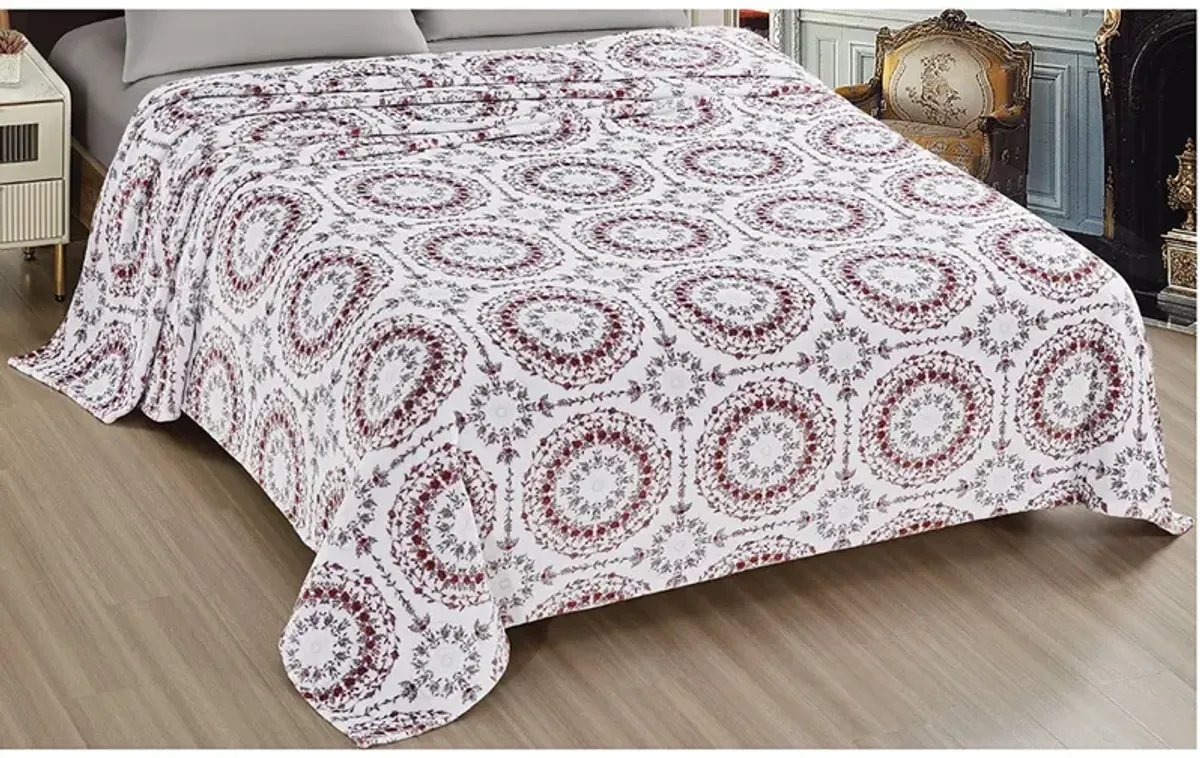 Plazatex Luxurious Ultra Soft Lightweight Yesenia Printed Bed Blanket Floral 90" x 90"