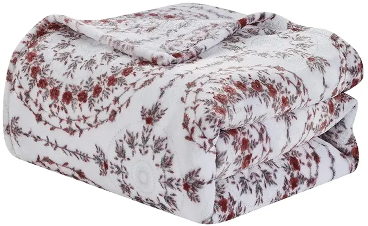 Plazatex Luxurious Ultra Soft Lightweight Yesenia Printed Bed Blanket Floral 90" x 90"