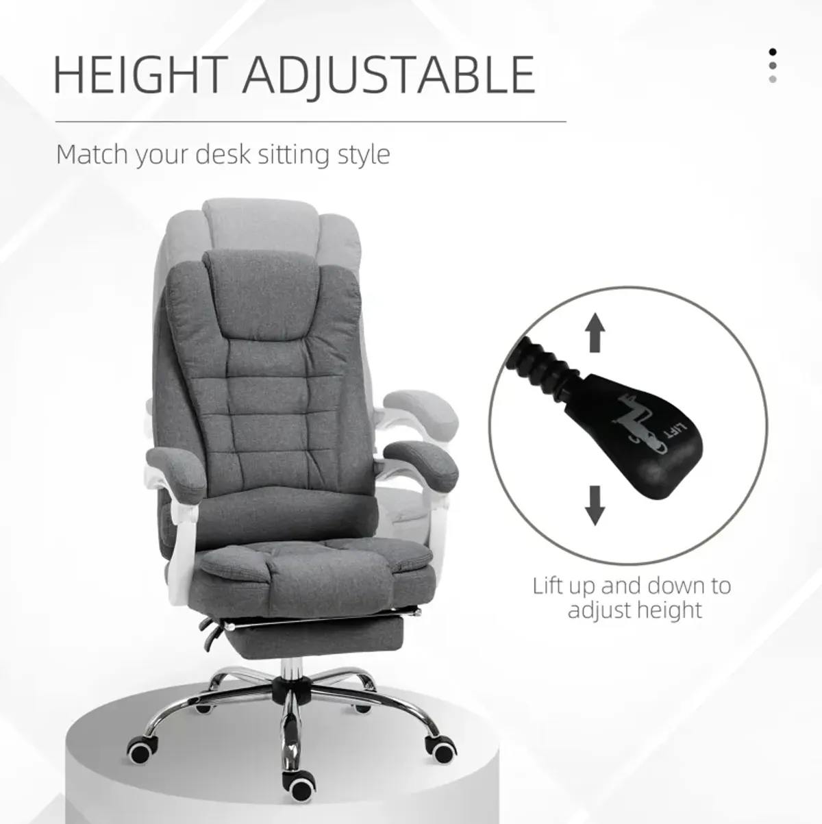 Dark Gray Work Comfort: Office Chair with Retractable Footrest