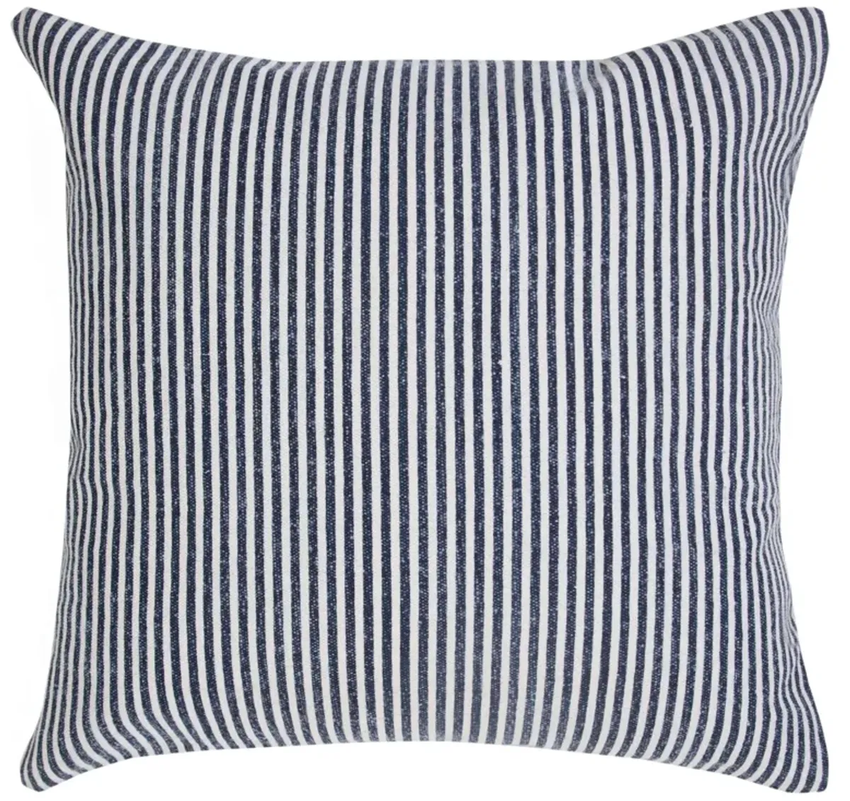 20" Blue and White Hand Woven Stonewash Striped Square Throw Pillow