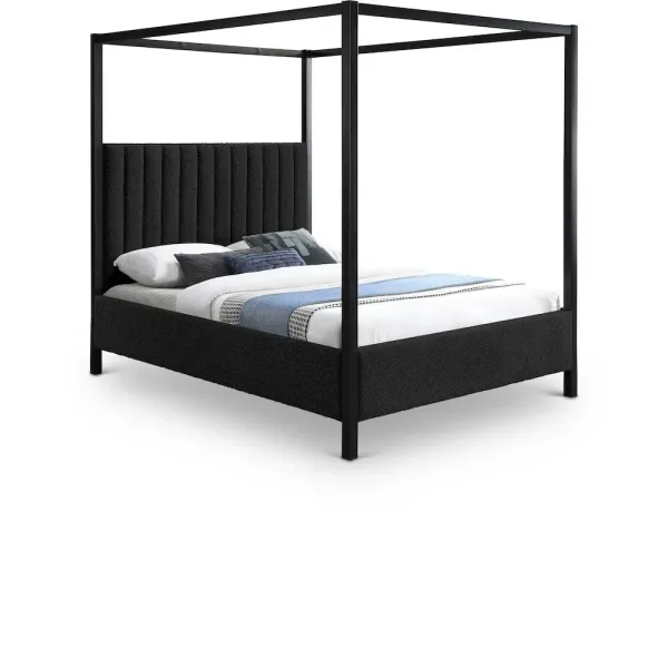 Meridian Furniture Kelly Black Boucle Fabric King Bed