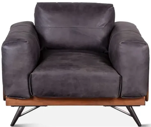 World Interiors Chiavari Mid Century Antique Ebony Leather Arm Chair