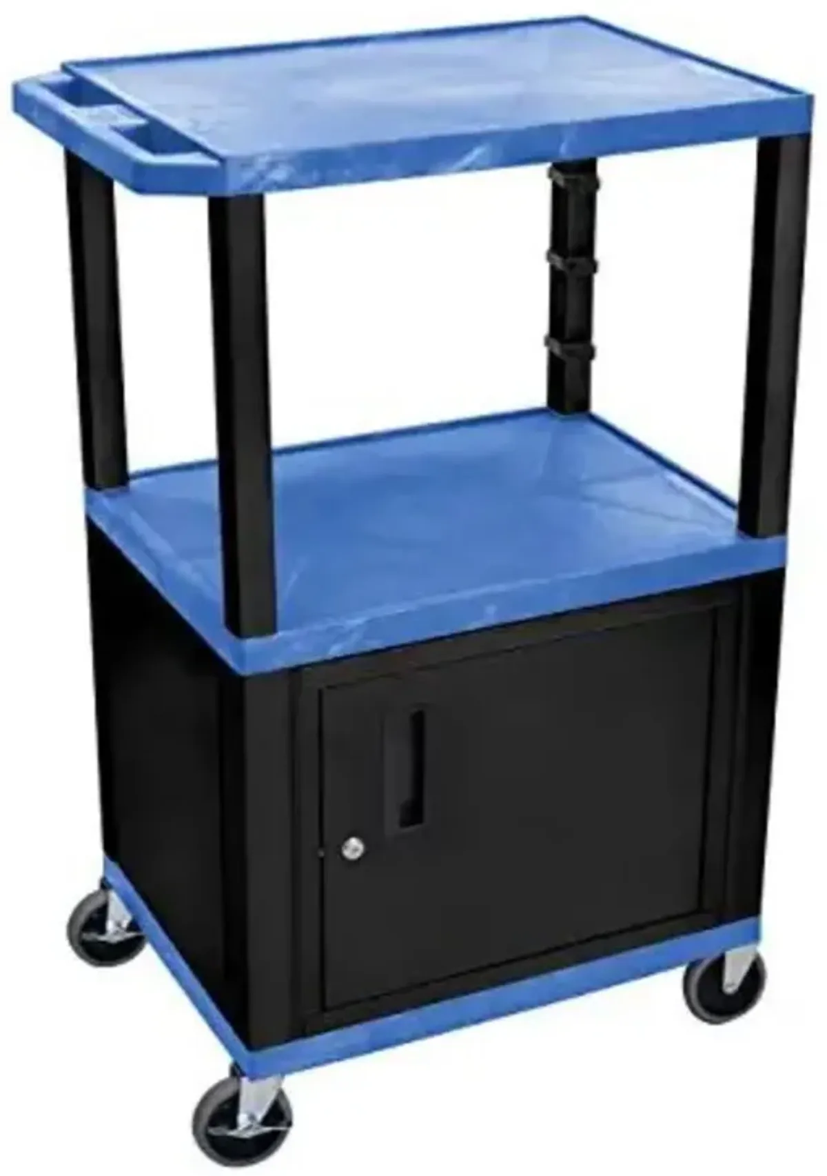 H. Wilson Blue Tuffy 3 Shelf 42" AV Cart W/ Cabinet