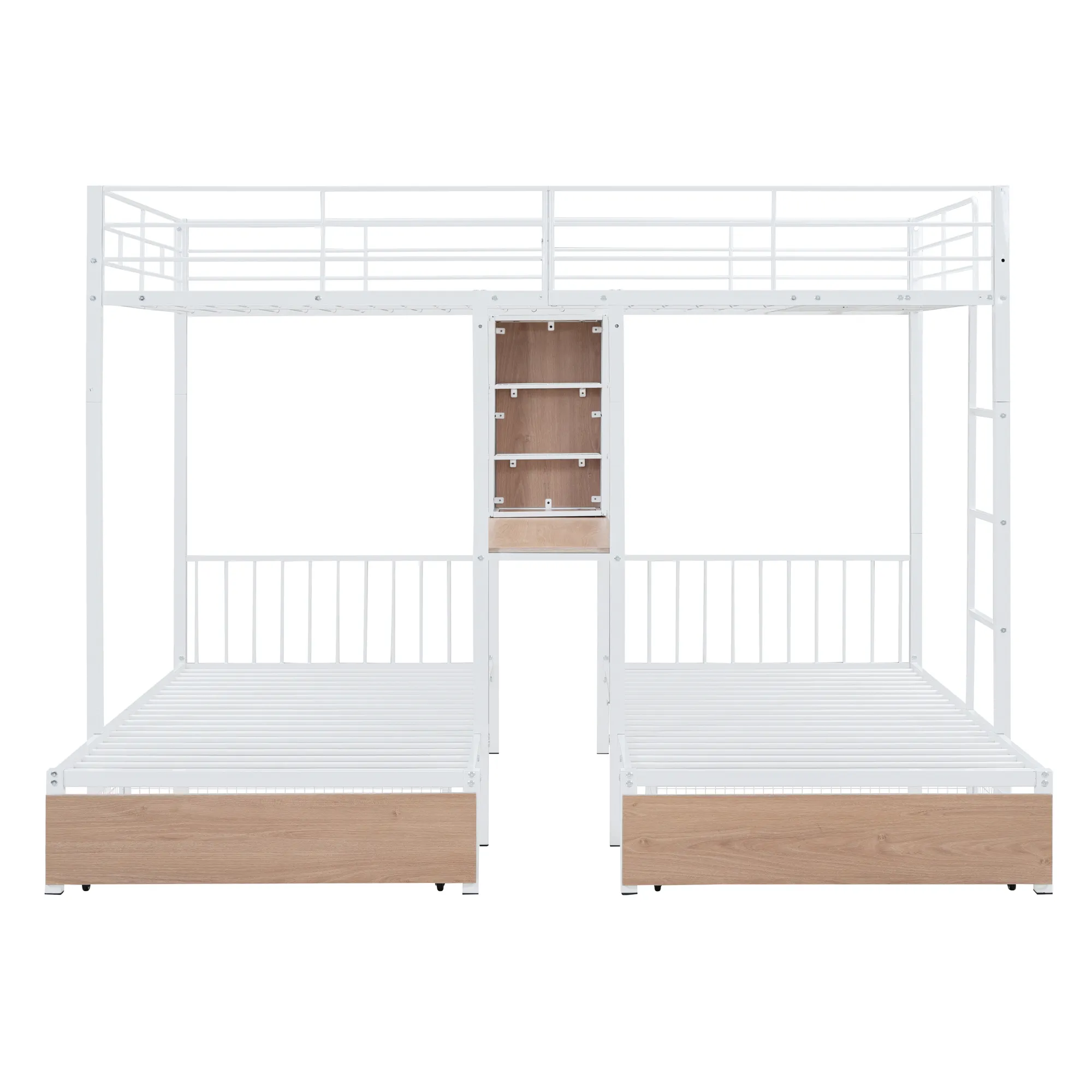 Merax Metal Triple Bunk Bed with Drawers