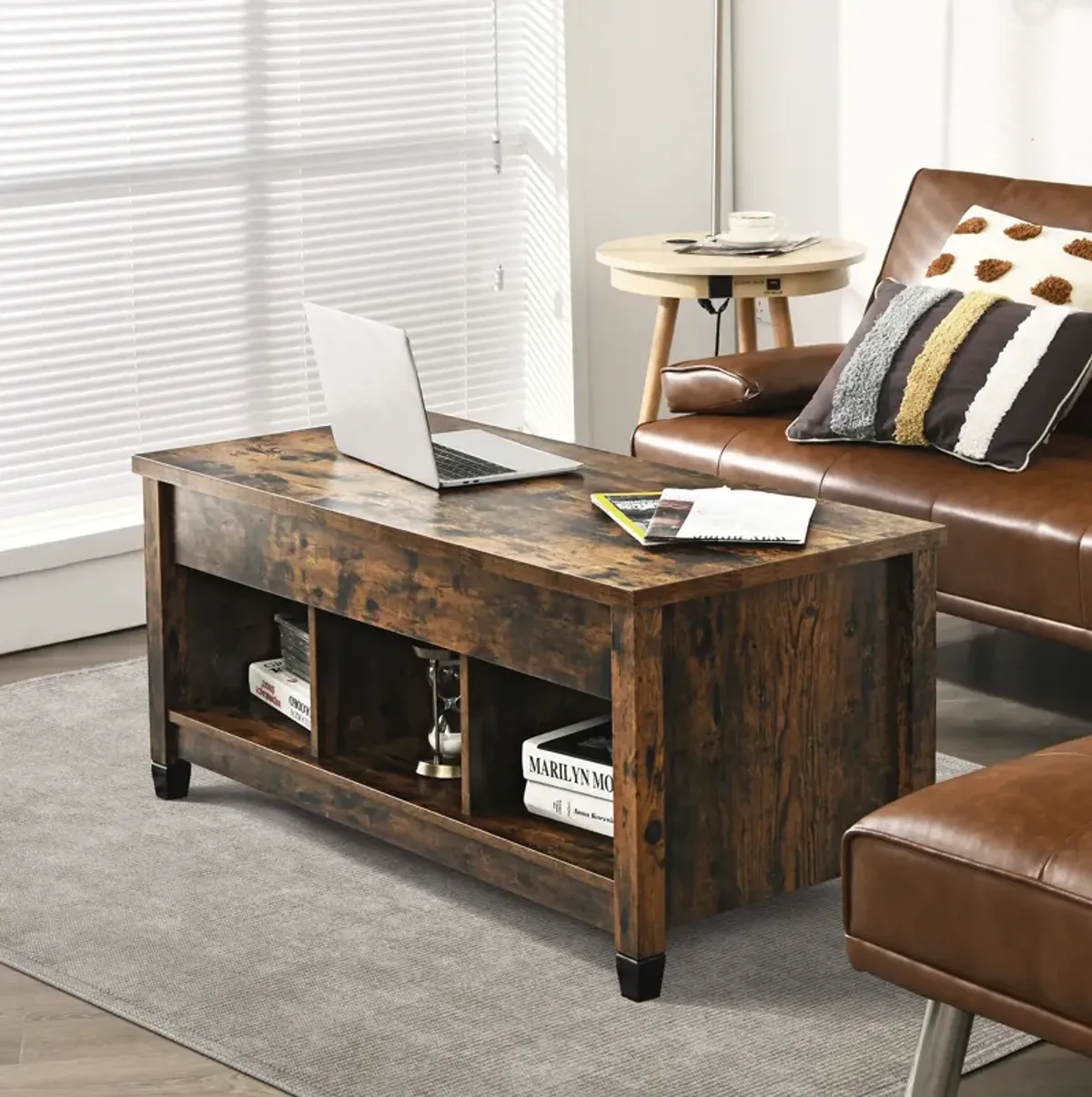 Lift Top Coffee Table with Hidden Storage Compartment