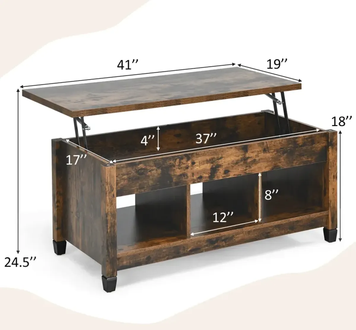 Lift Top Coffee Table with Hidden Storage Compartment