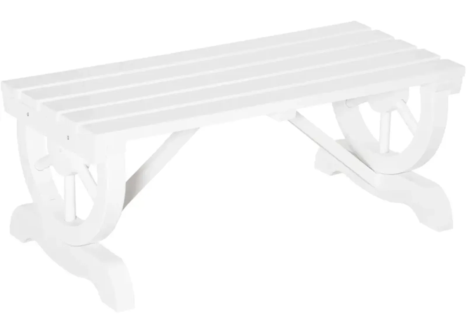 White Garden Bench: 2-Person Wagon Wheel Seat for Backyard