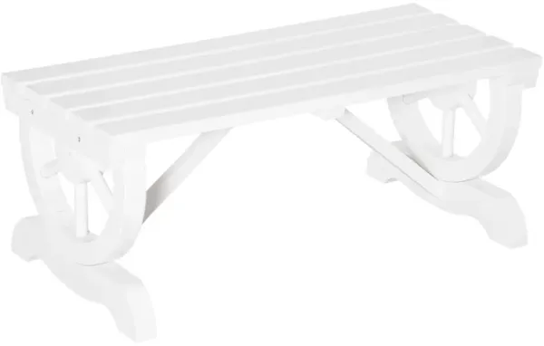 White Garden Bench: 2-Person Wagon Wheel Seat for Backyard