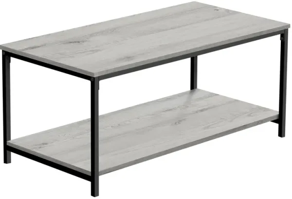Monarch Specialties I 3801 Coffee Table, Accent, Cocktail, Rectangular, Living Room, 40"L, Metal, Laminate, Grey, Black, Contemporary, Modern