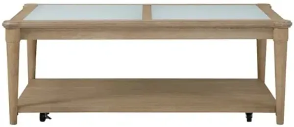 Wilmington Frosted Glass Top Cocktail Table W/ Casters