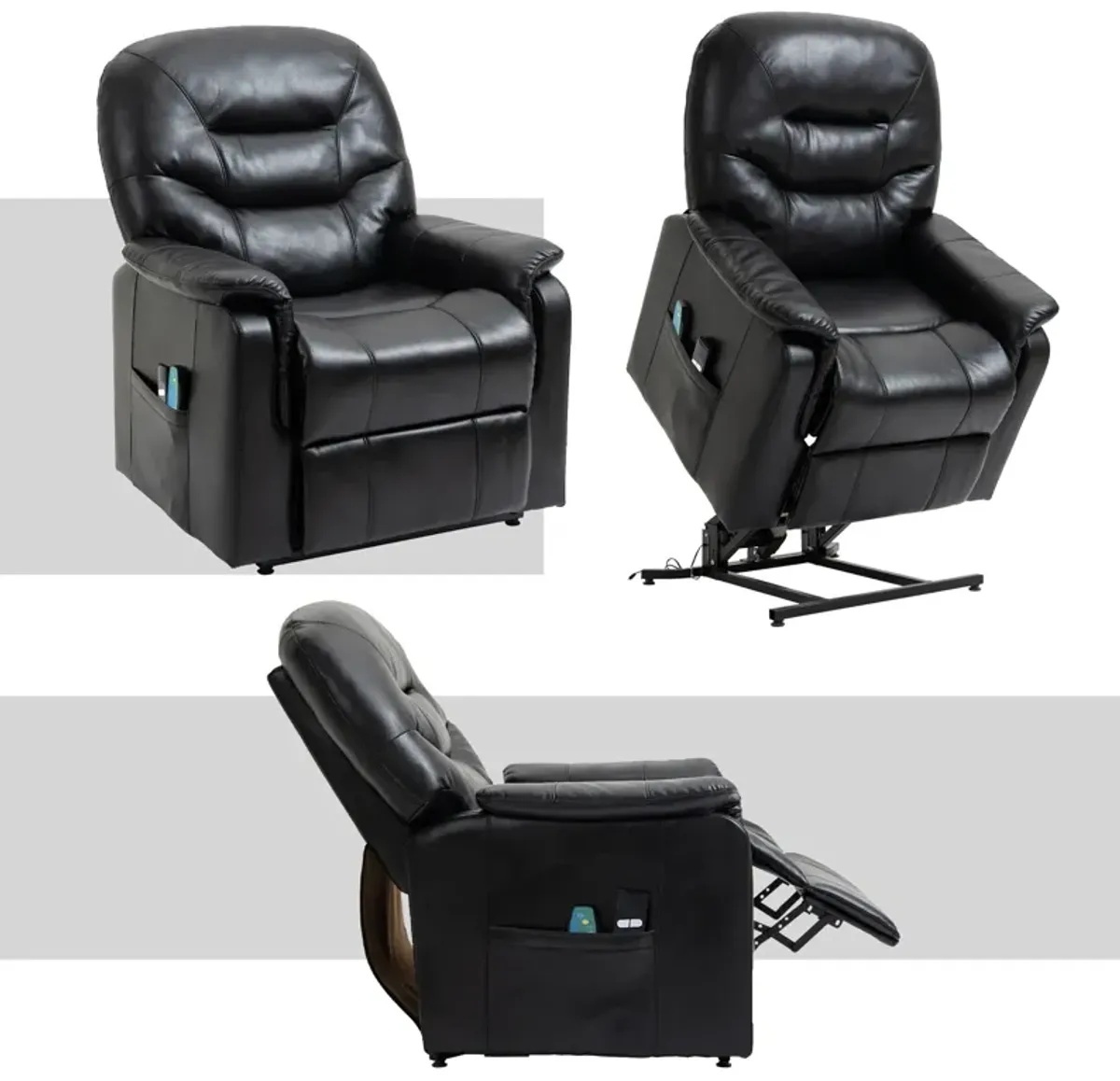 MONDAWE Ergonomic Faux Leather Power Lift Recliner Chair for Elderly with Side Pocket and Two Remote Control