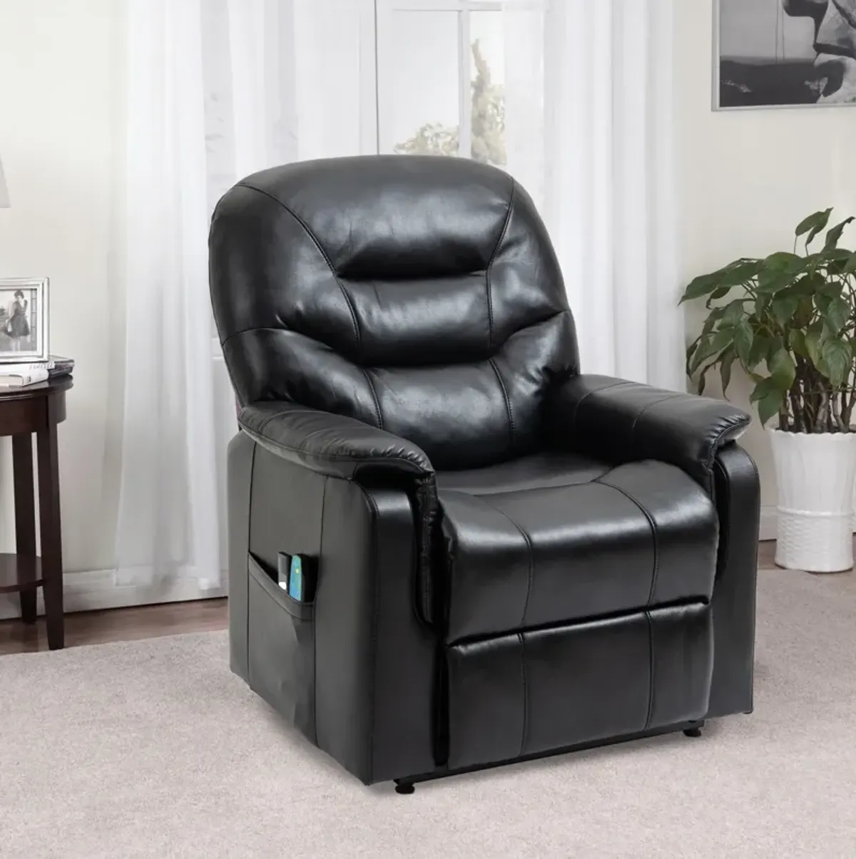 MONDAWE Ergonomic Faux Leather Power Lift Recliner Chair for Elderly with Side Pocket and Two Remote Control