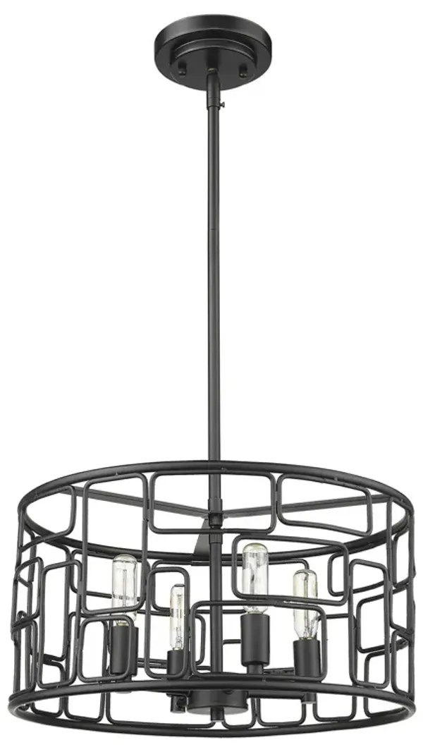 Hivvago Amoret 4-Light Matte Black Convertible Pendant