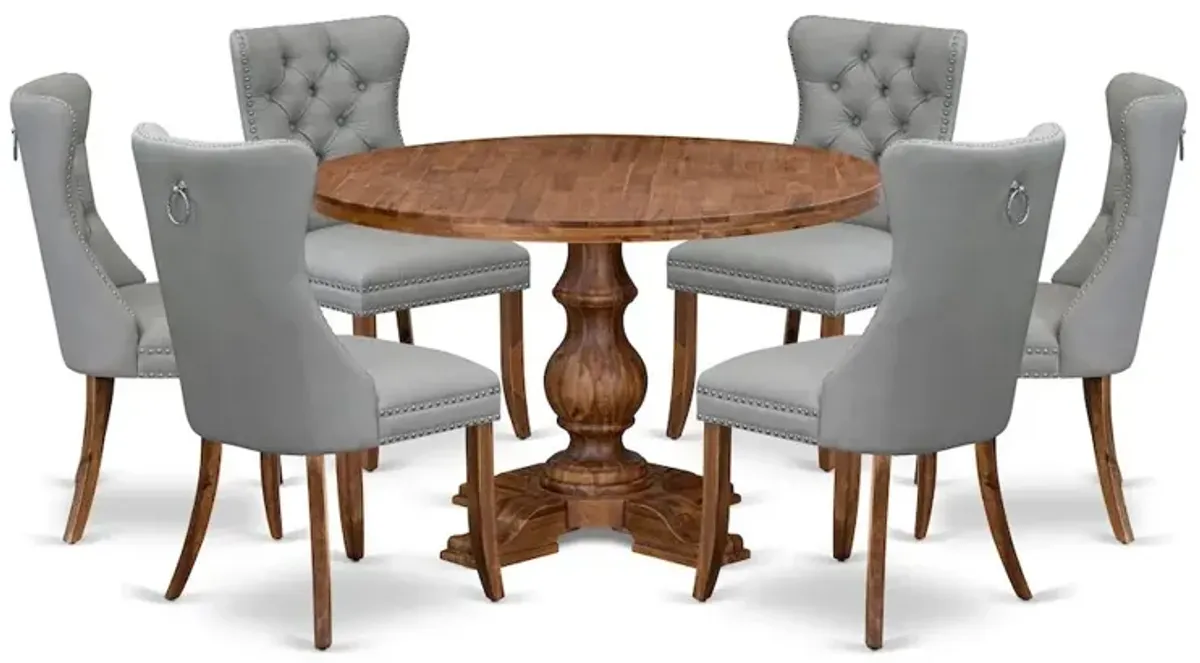 7-Pc Room Table Set Include A Modern Dining Table And 6 Light Gray Parson Chairs
