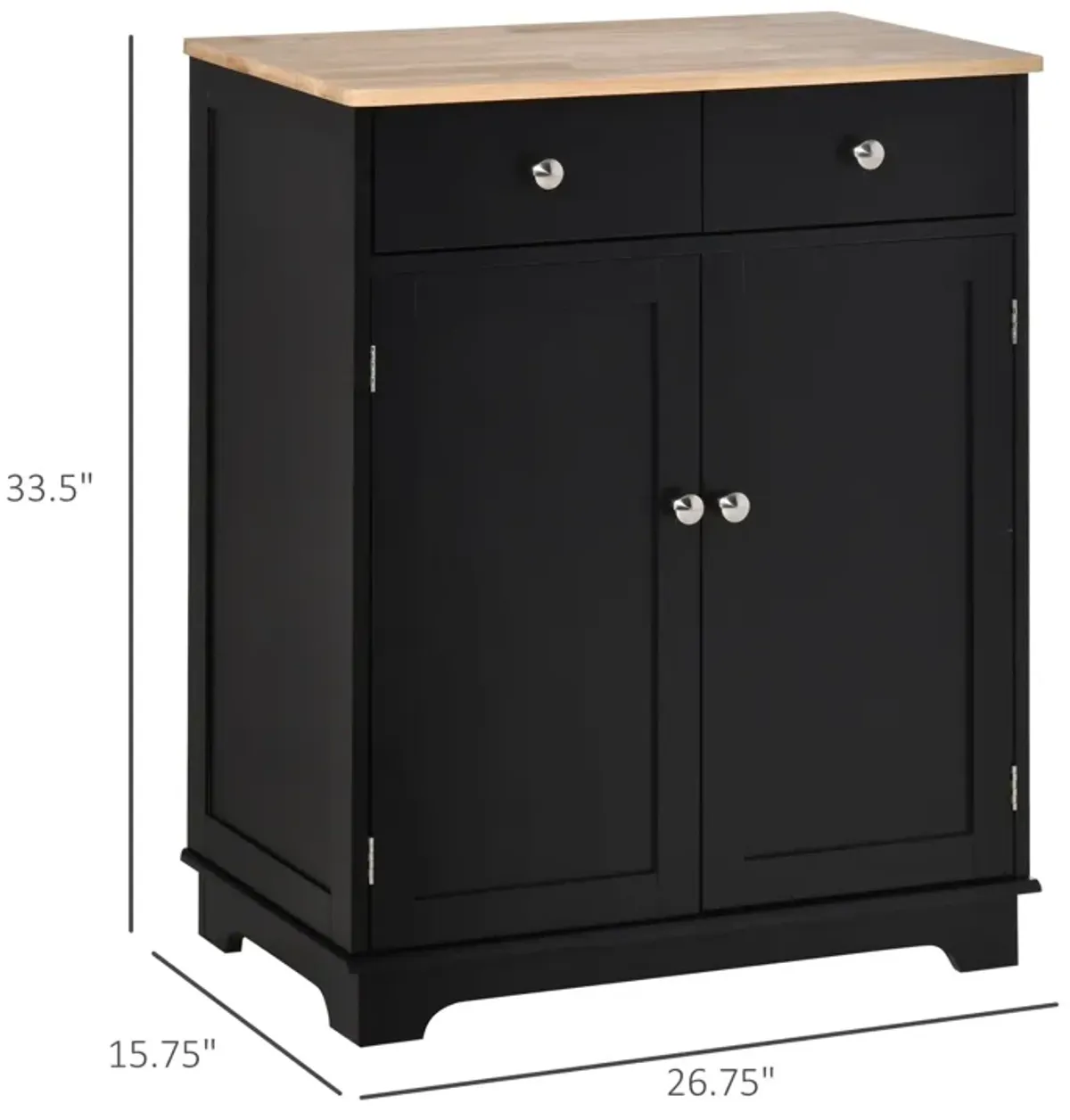 Black Dining Storage: 2-Door Sideboard Buffet Cabinet with Drawers