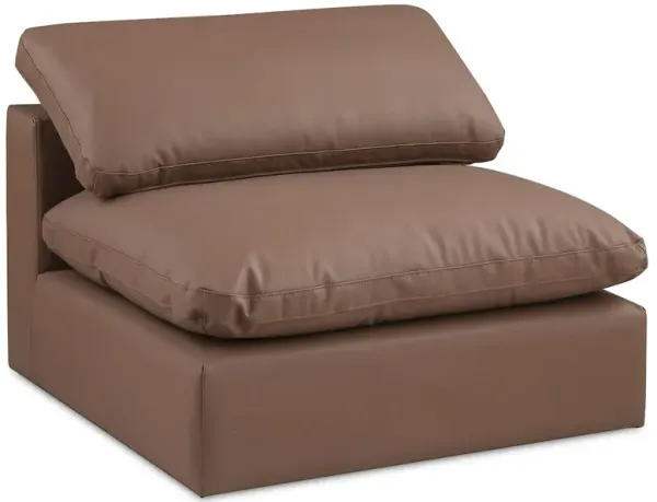 Meridian Furniture Comfy Brown Vegan Leather Modular Armless Chair