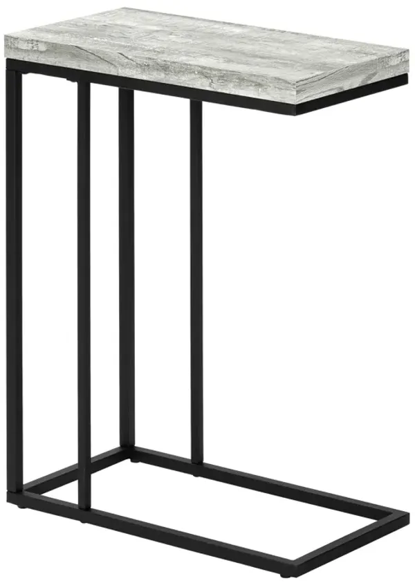 Monarch Specialties I 3404 Accent Table, C-shaped, End, Side, Snack, Living Room, Bedroom, Metal, Laminate, Grey, Black, Contemporary, Modern