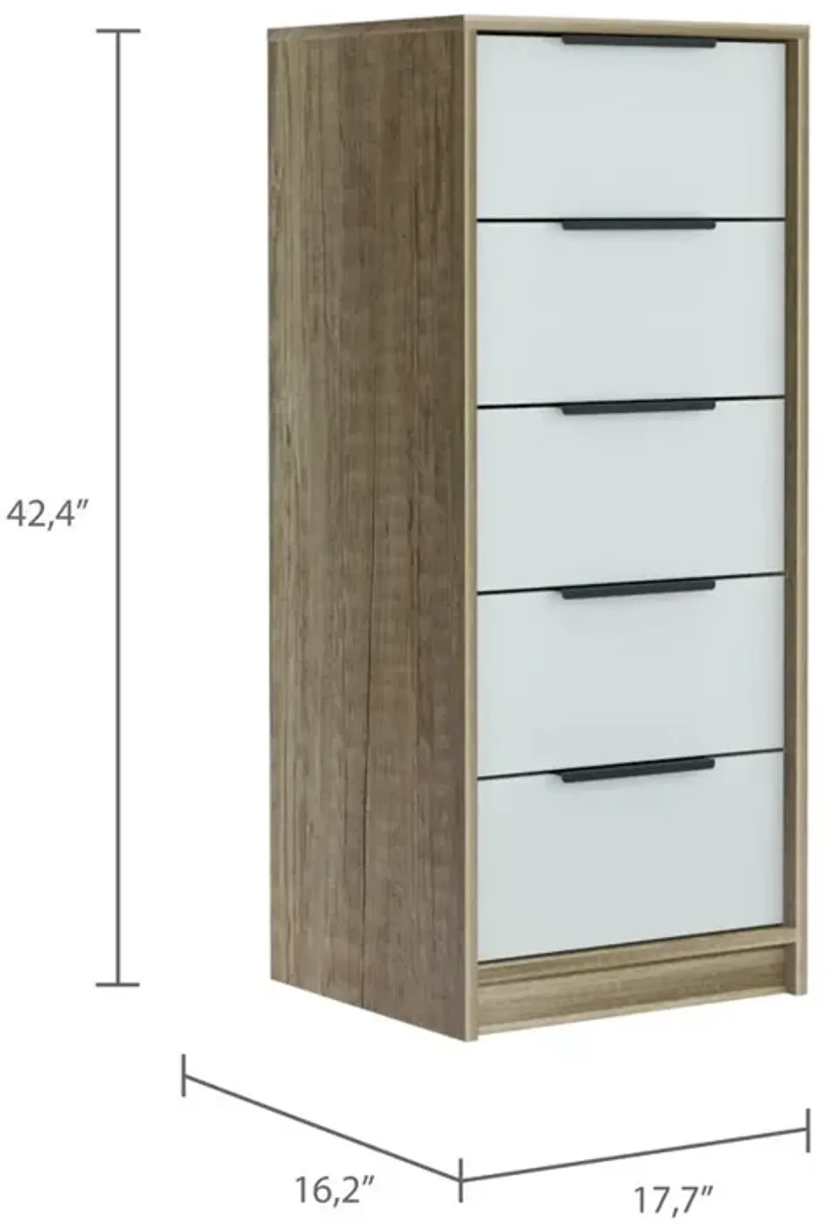 Egeo 5 Drawer Dresser White