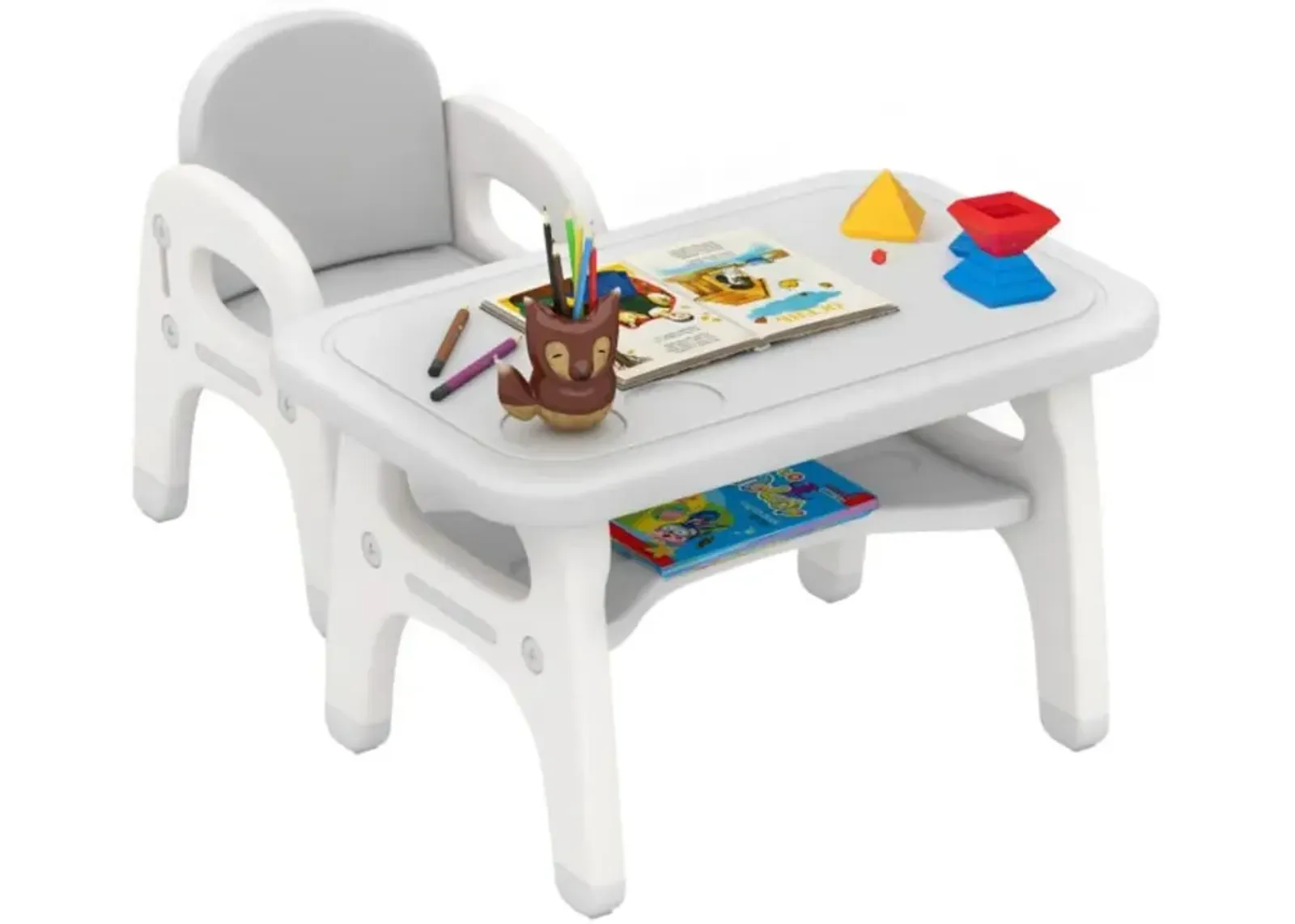 Hivvago Kids Activity Table and Chair Set with Montessori Toys for Preschool and Kindergarten