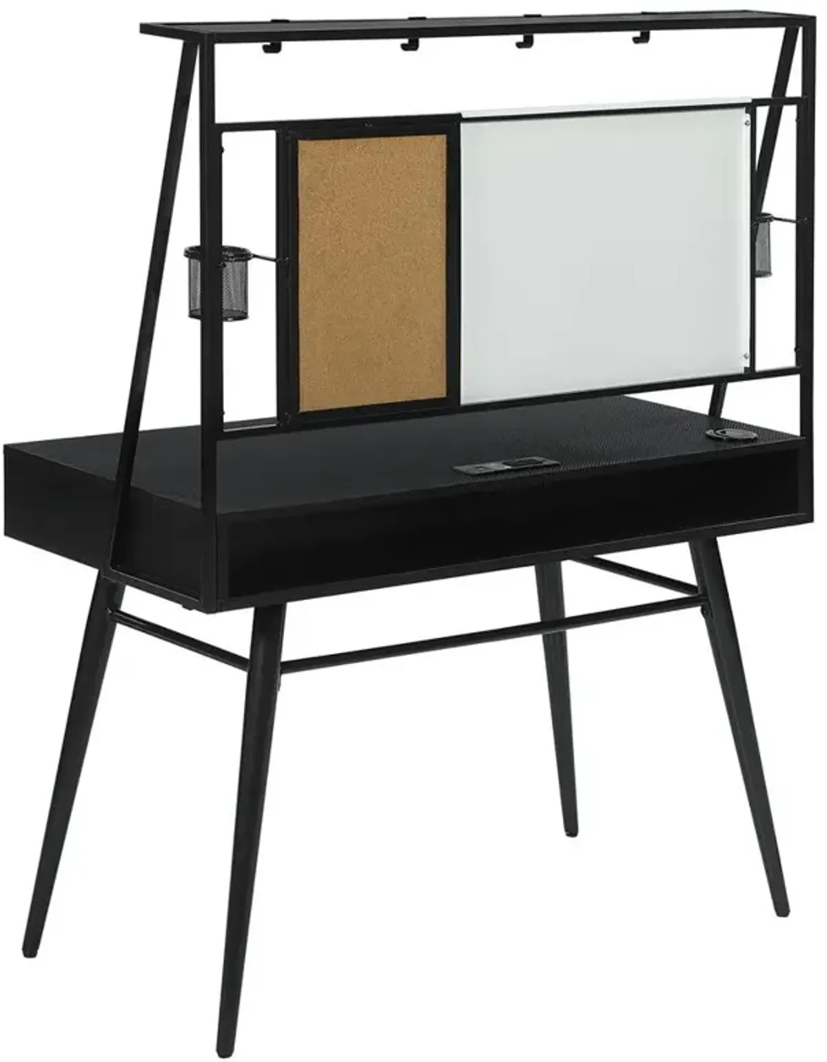 Jessie Writing Desk with USB Ports Black and Gunmetal