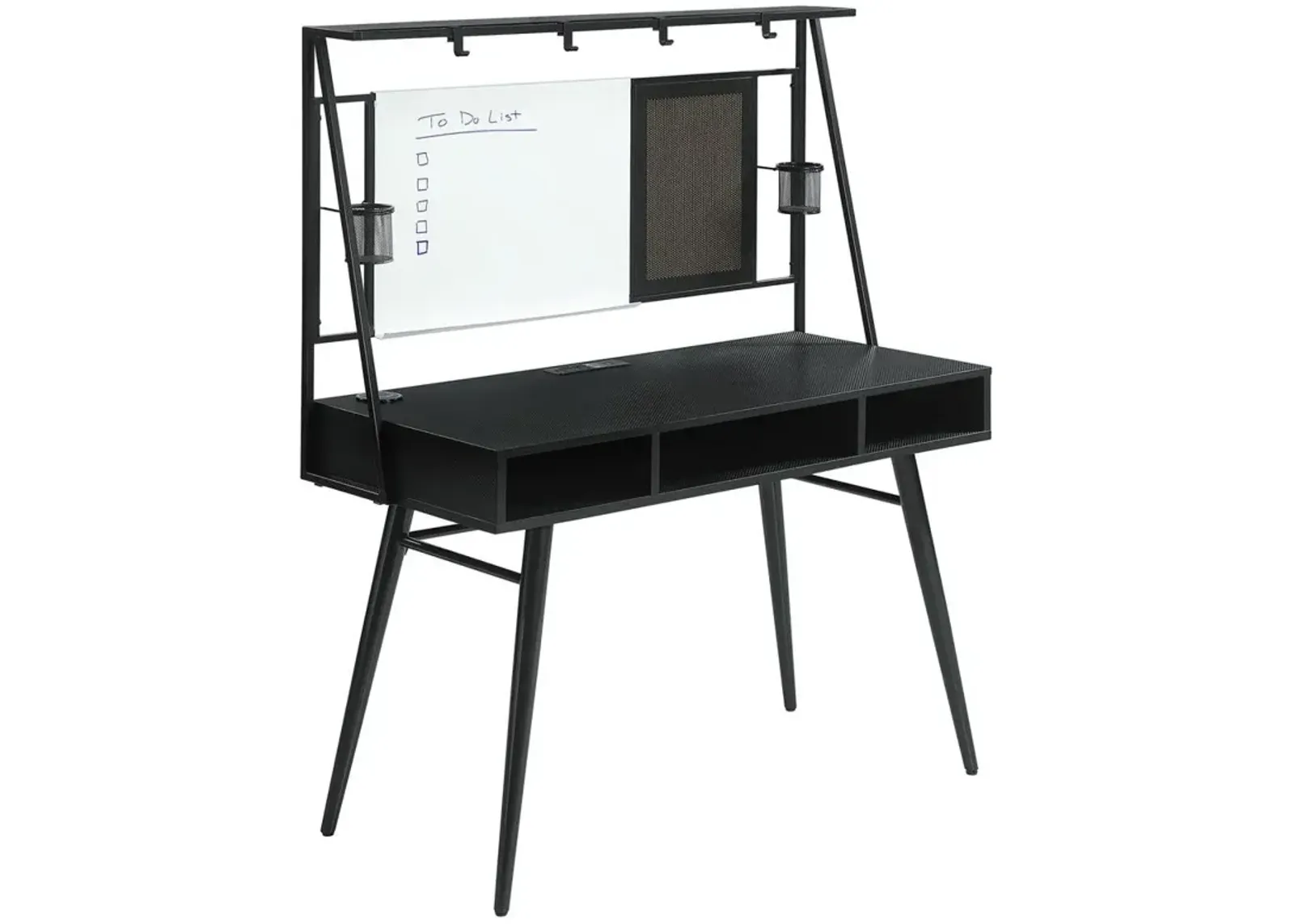 Jessie Writing Desk with USB Ports Black and Gunmetal