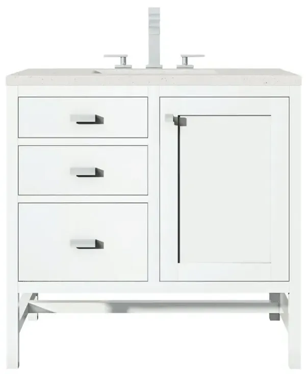 James Martin Vanities 36 Single Vanity, Glossy White w/ 3 CM Lime Delight Quartz Top