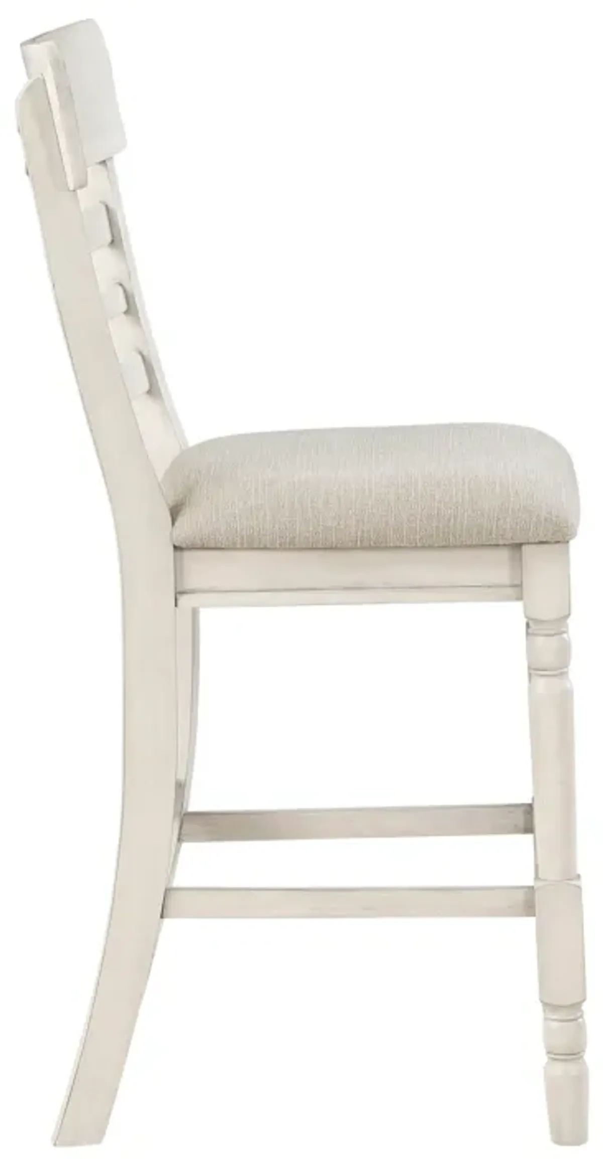 Will 26 Inch Counter Height Chair, Gray Polyester Upholstery, White, Set of 2 - Benzara