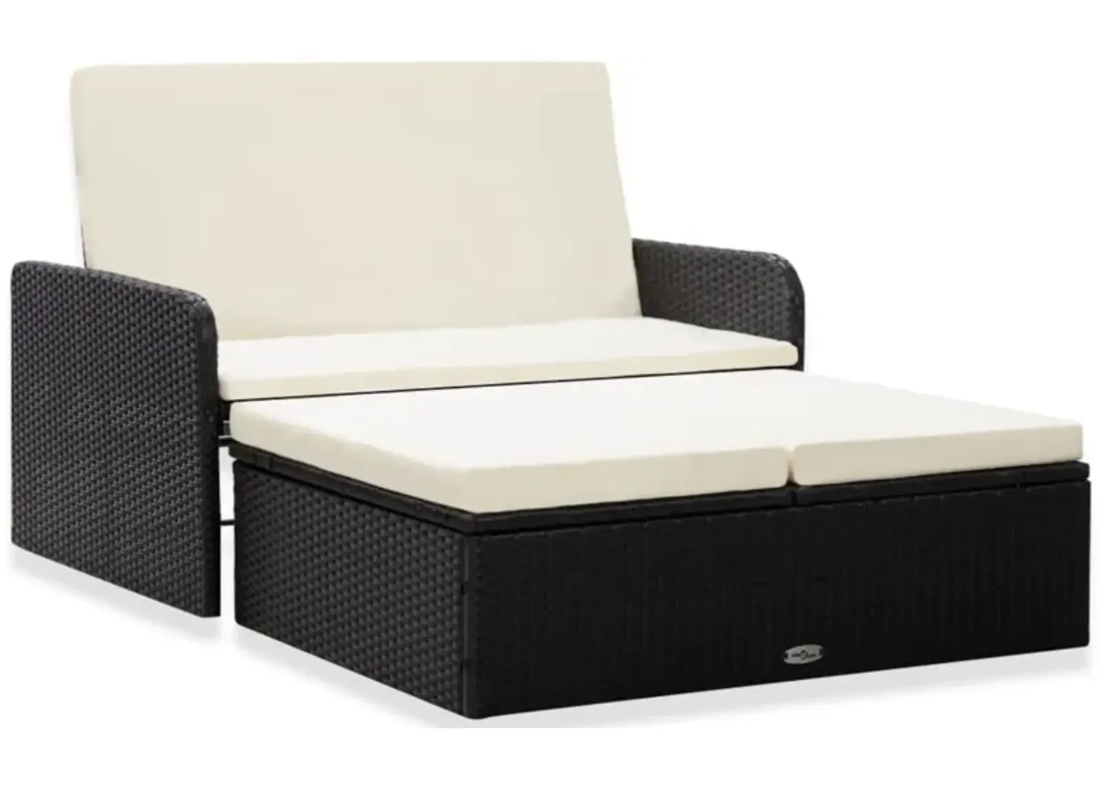 vidaXL 2 Piece Garden Lounge Set with Cushions Poly Rattan Black