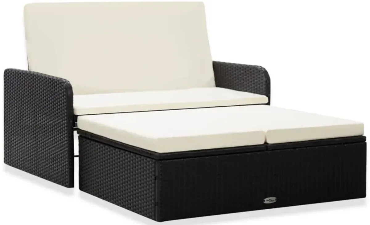 vidaXL 2 Piece Garden Lounge Set with Cushions Poly Rattan Black