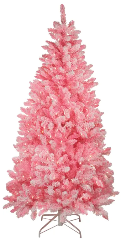 6' Pre-Lit Slim Flocked Pine Artificial Christmas Tree - Clear Lights