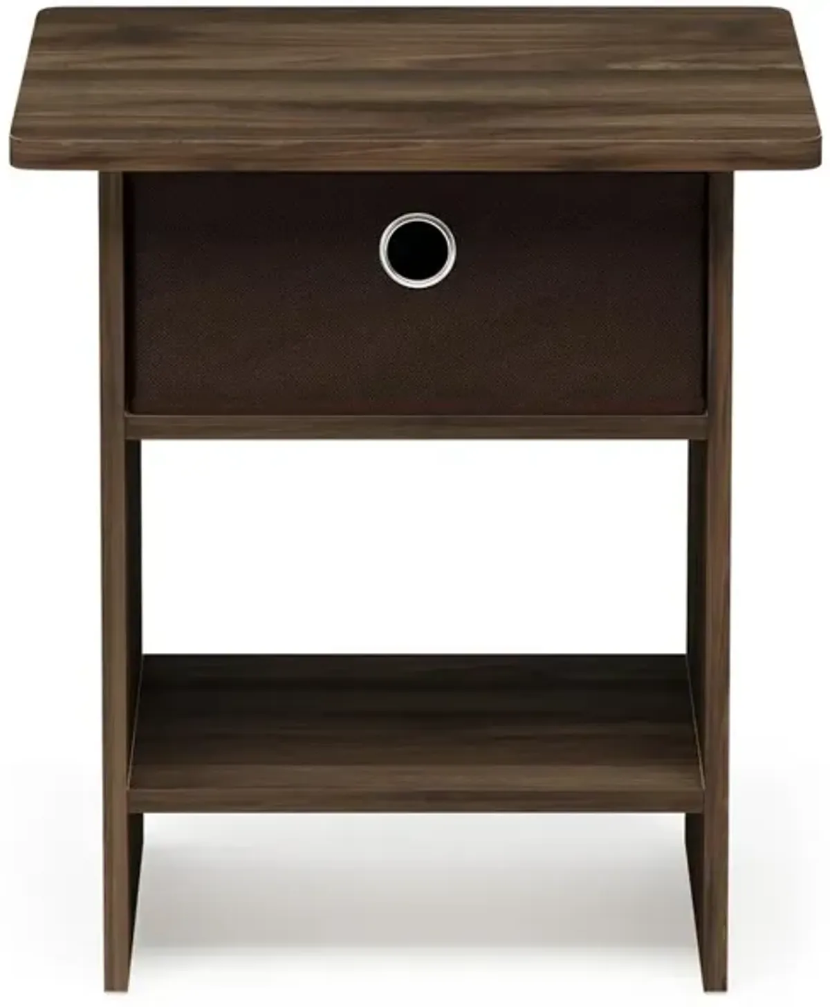 Furinno Dario End Table/ Night Stand Storage Shelf with Bin Drawer, Columbia Walnut/Dark Brown