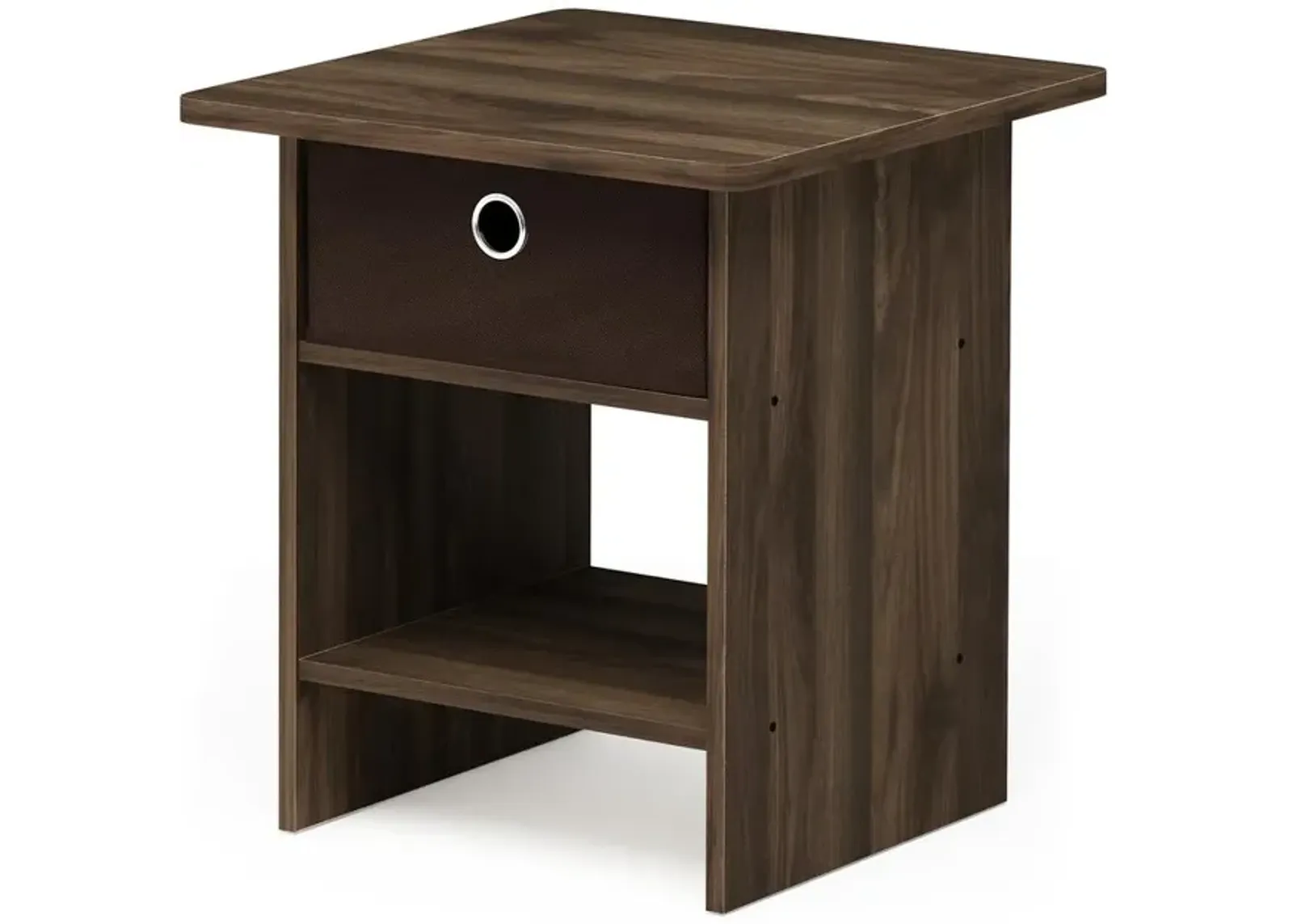 Furinno Dario End Table/ Night Stand Storage Shelf with Bin Drawer, Columbia Walnut/Dark Brown