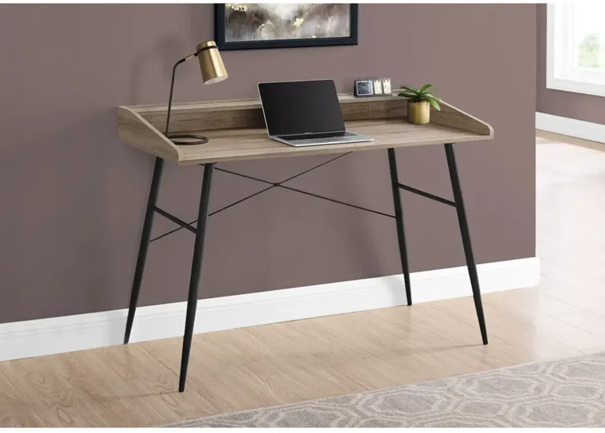 Monarch Specialties I 7536 Computer Desk, Home Office, Laptop, Storage Shelves, 48"L, Work, Metal, Laminate, Brown, Black, Contemporary, Modern