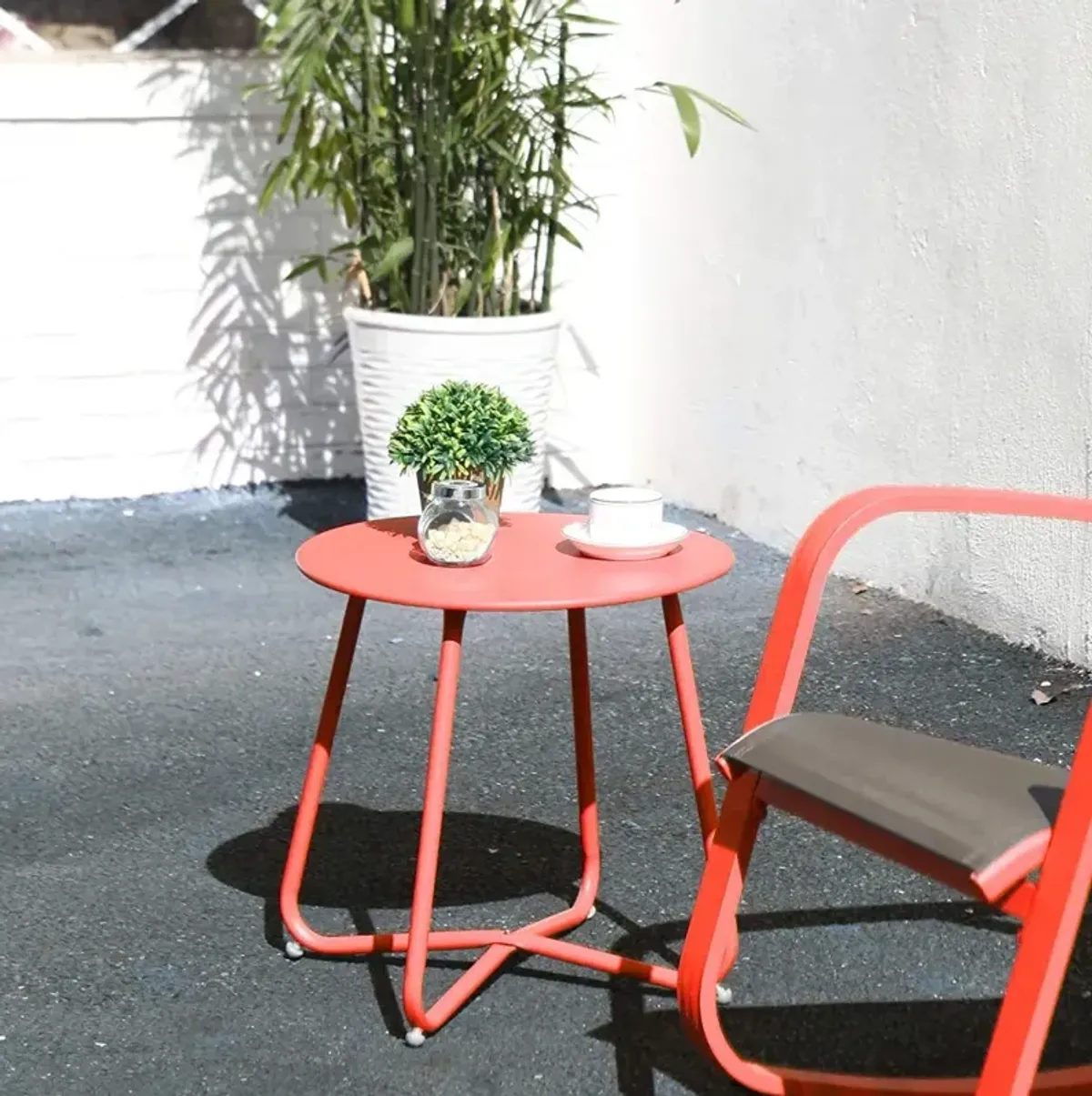 MONDAWE Compact Multi-Color Round End Table - Easy Install, Space-Saving Design