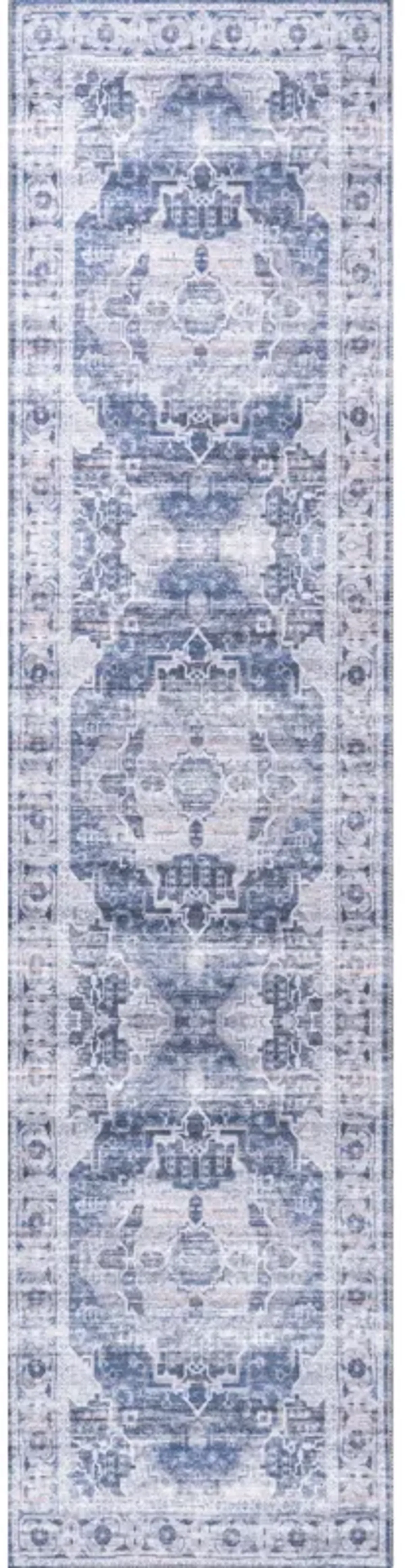 Alanya Ornate Medallion Machine-Washable Runner Rug