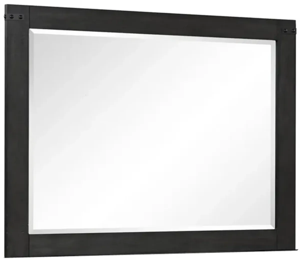 Benjara Galle 38 x 50 Dresser Mirror, Rectangular, Metal Accents, Dark Wood, Gray, Black