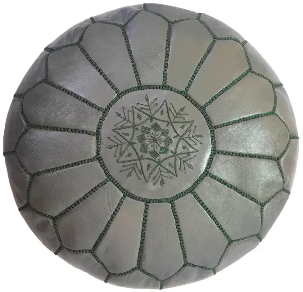 Handmade Moroccan Ottoman, Genuine Leather Pouf