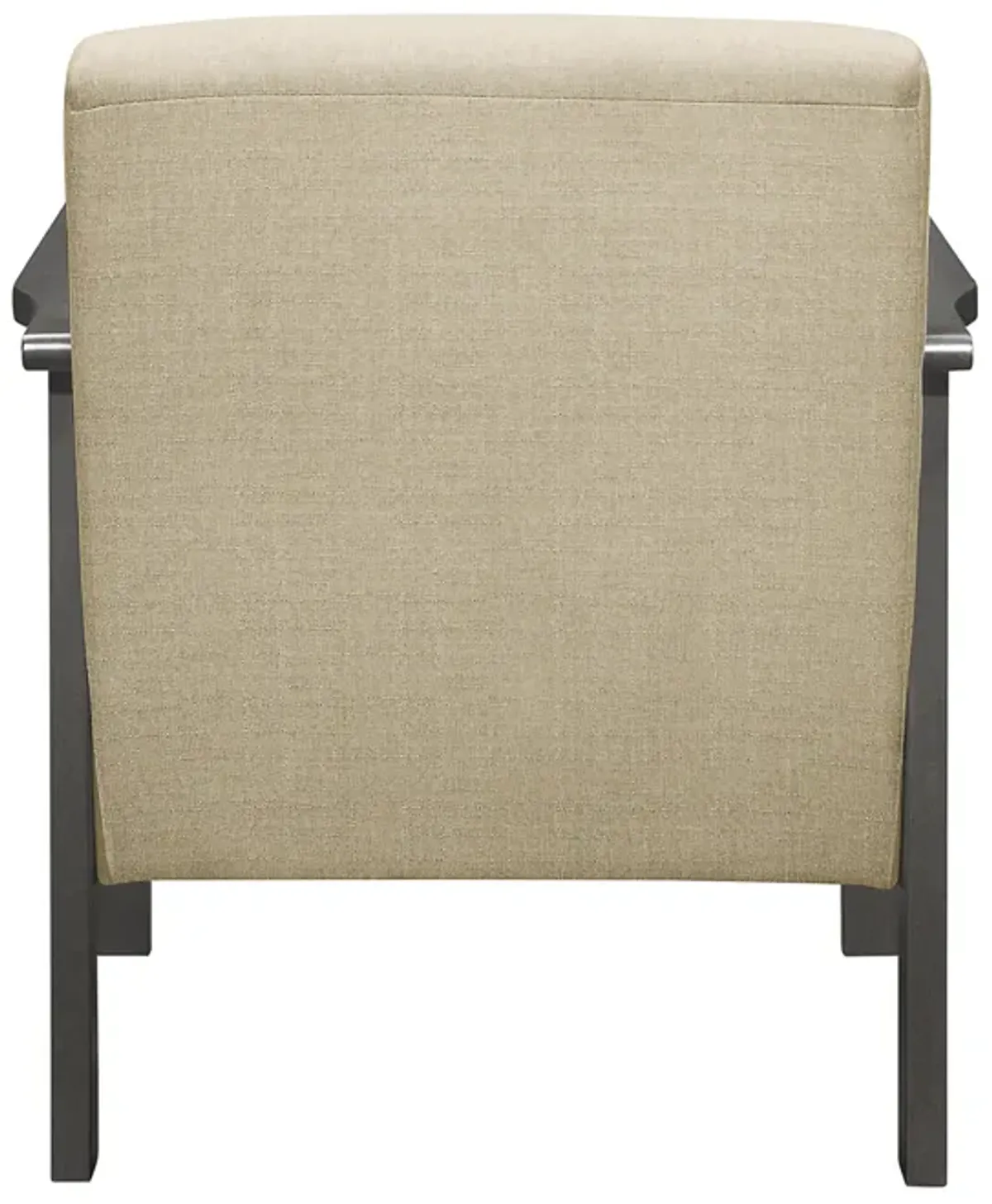 Wiston 31 Inch Accent Chair Armchair, Beige Polyester, Dark Gray Solid Wood - Benzara